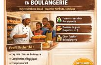 RELANCE APPEL À CANDIDATURE   BOULANGER / FORMATEUR EN BOULANGERIE-PÂTISSERIE (production de pain) mediacongo